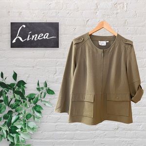 Linea by Louis Blouse Jacket with Zipper on Olive Green Size 8